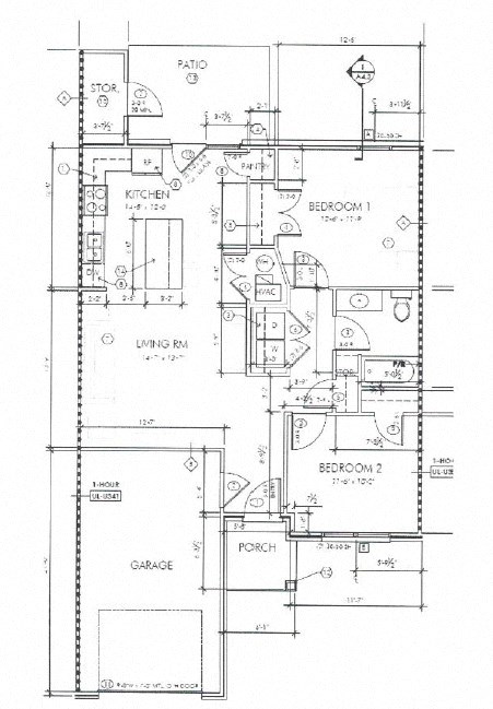 Floor plan for 2 beds, 1 bath